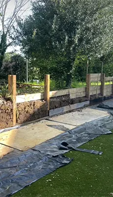 Garden wall being built
